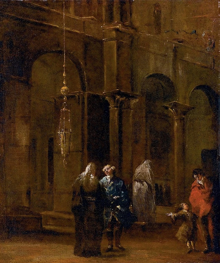 Interno di chiesa con figure